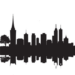 Obraz premium City Skyline Waveform Graphic Black and white illustration