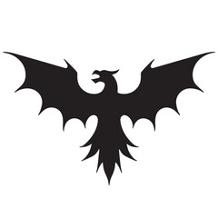 Phoenix Bird Icon Black and white illustration