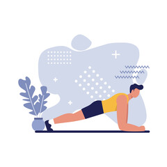 Plank Exercise Vector Illustration, Core Workout for Strength and Stability