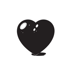 Heart with Lunar Elements Black and white illustration