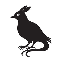 Stylized Silhouette of a Bird Black and white illustration