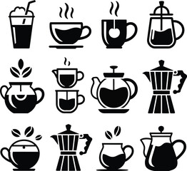 Coffee and Tea Drink Icons Set drinks