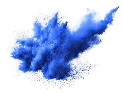 Abstract explosion of vibrant blue powder