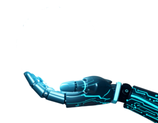 AI Robot Hand Holding Digital Globe with Circuit Patterns