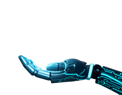 AI Robot Hand Holding Digital Globe with Circuit Patterns