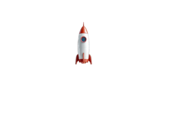 Simple rocket illustration against black background