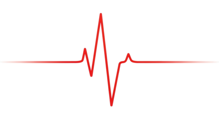 Red heartbeat line on white background, medical symbol.