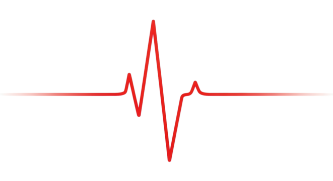 Red heartbeat line on white background, medical symbol.