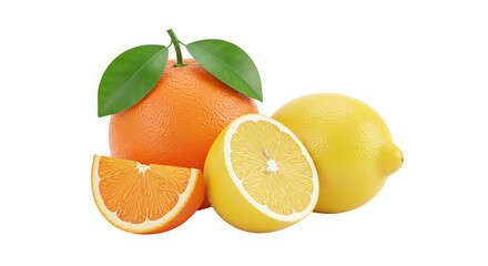 Fresh Citrus Splash Orange Lemon Still Life Photography for Vibrant Health Refreshing Summer on transparent background