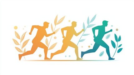 Obraz premium Race Runners sprinting towards the finish line, showcasing determination and speed during a marathon.