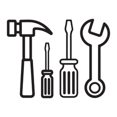 Hammer and screwdriver icon set