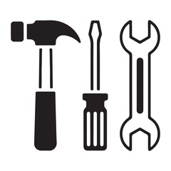 Hammer and screwdriver icon set