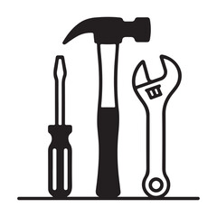 Hammer and screwdriver icon set