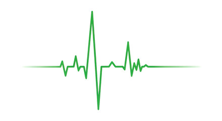 Green heartbeat line graph illustration on white background, representing health and medical science.