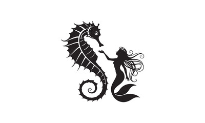 Seahorse and Mermaid Silhouette