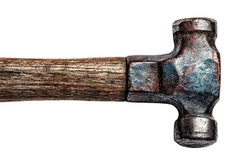 Close-up of a weathered, antique hammer