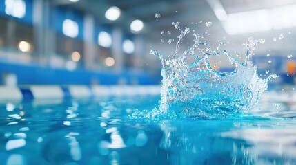 Action Swimmer diving off the starting block, creating a splash as they dive into the pool.
