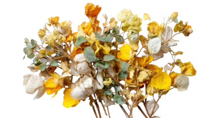 Dried yellow and cream flowers