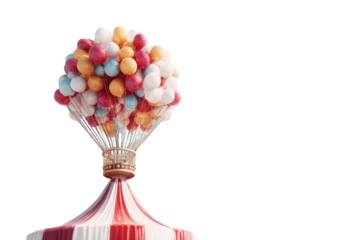 Colorful hot air balloon with many balloons