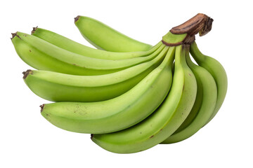 Fresh organic green bananas isolated on white background for healthy lifestyle and nutrition