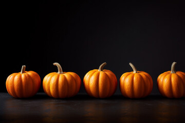 Obraz premium A Row of Pumpkins on a Black Background