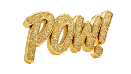 Gold glitter "POW!" graphic