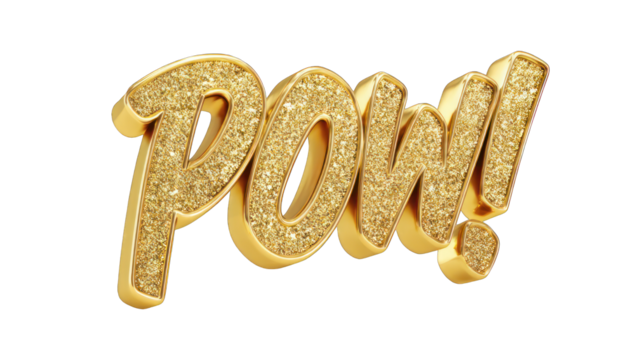Gold glitter "POW!" graphic