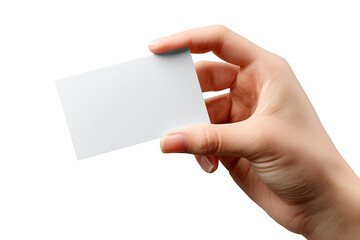 Obraz premium A hand holds a blank white business card (7)