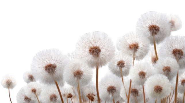 Cluster of fluffy dandelion seed heads (2)