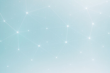 Fototapeta premium Abstract Light Blue Technology Network Background with Glowing White Nodes and Interconnecting Lines, Ideal for Digital Concepts, Artificial Intelligence, Big Data, Blockchain, and Futuristic Web Desi