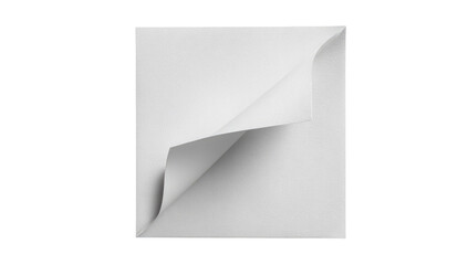 Blank square sheet of paper,  two corners curled