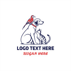 Fototapeta premium Pet Care Logo Set – Dog, Cat & Bird Vector Design