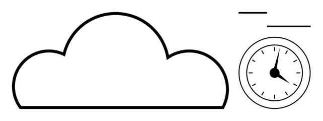 Cloud icon combined with a stopwatch emphasizing time and data. Ideal for cloud computing, time tracking, productivity, efficiency, deadlines, digital storage, and business tools in a simple flat