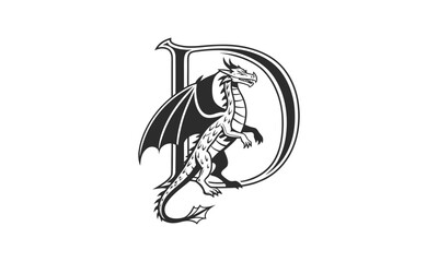 Letter D Dragon Silhouette