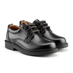 Stylish Black Leather School Shoes for Kids Comfortable Lace Up Design Perfect for Boys and Girls