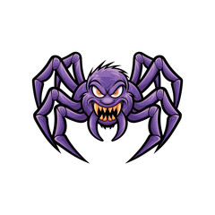 Angry Purple Spider Mascot Logo Vector Illustration – Aggressive Cartoon Insect Emblem Design for Esport and Gaming