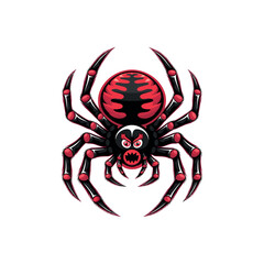 Angry Red and Black Spider Mascot Logo Vector Illustration – Aggressive Cartoon Insect Emblem Design for Esport and Gaming