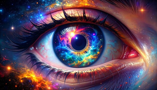 Cosmic eye, vibrant colors - Powered by Adobe