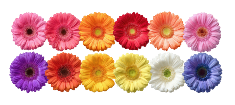 Colorful gerbera daisies in a variety of hues