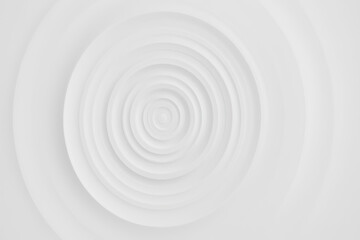 Fototapeta premium Abstract white background with subtle concentric circles, generating a dynamic 3D ripple effect. Modern, minimalist geometric design, smooth texture. Ideal for high-tech branding, clean web design, di