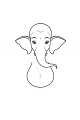 Line Art Illustration of Ganesha, Hindu God
