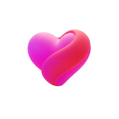 Fototapeta premium Abstract pink and red gradient heart shape with smooth curves isolated on transparent background