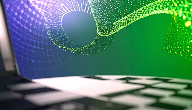 Abstract digital art display on a laptop - Powered by Adobe