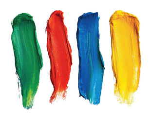 Abstract paint strokes in four vibrant colors