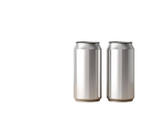 Two blank, metallic aluminum beverage cans