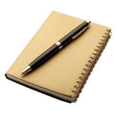 Black pen resting on a spiral bound notebook with blank pages