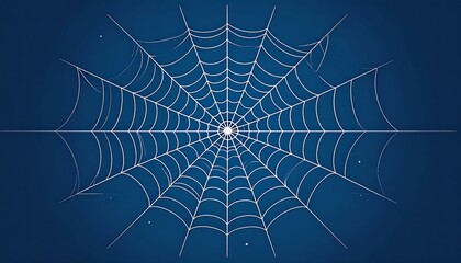 A symmetrical spider's web radiating from a central point, set against a dark blue background