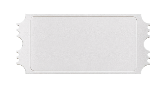 Blank white ticket stub