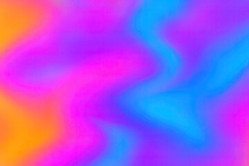 Vibrant abstract background featuring smooth, flowing neon gradients of fuchsia, electric blue, and deep purple, subtly blended with hints of glowing orange, creating a mesmerizing liquid holographic 
