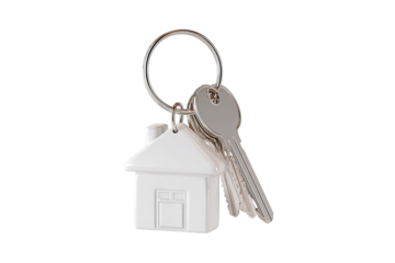 House shaped keychain with keys